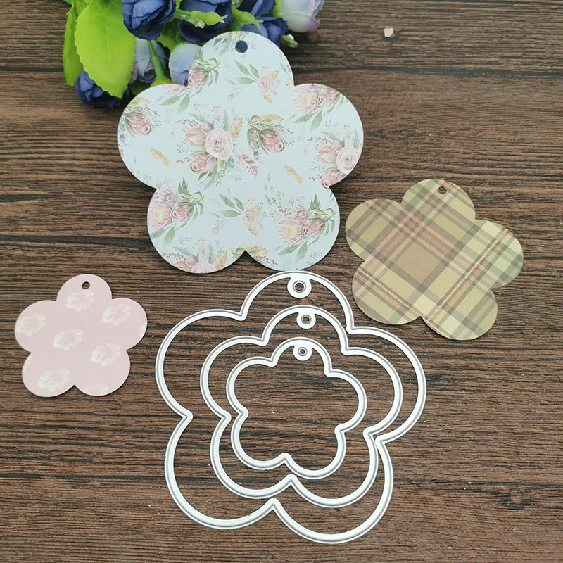 3pc kwiat śliwy zestaw ramek metalu wykrojniki szablony dla DIY Scrapbooking dekoracyjne wytłaczanie rzemieślnicze szablon sztancowanie