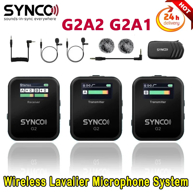 

SYNCO G2A1 G2A2 Microphone 2.4G Wireless Lavalier Mic System for Smartphone Table DSLR Camera Realtime Monitoring VS Rode GO II