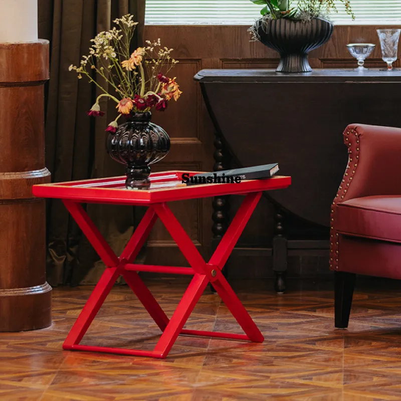 

Italian minimalist, retro square coffee table household butterfly paint color printing edge table
