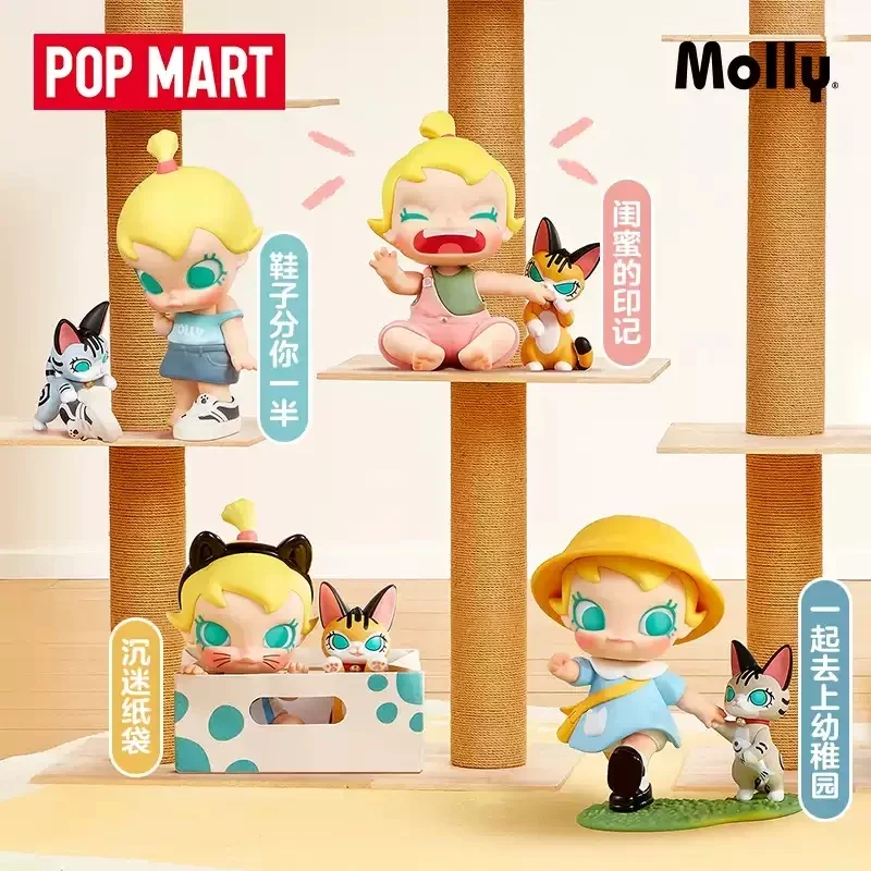 

POPMART Baby Molly Baby Tabby Series Blind Box Anime Action Figure Guess Bag Ornament Figurines Decor Desktop Dolls Model Girls