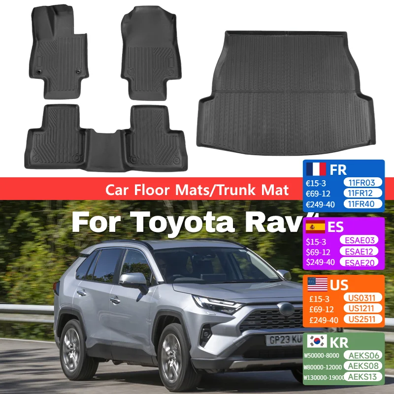 

Коврики для Toyota Rav4 2013-2025, всепогодные водонепроницаемые защитные коврики, пылезащитный материал из ТПЭ, аксессуары для интерьера