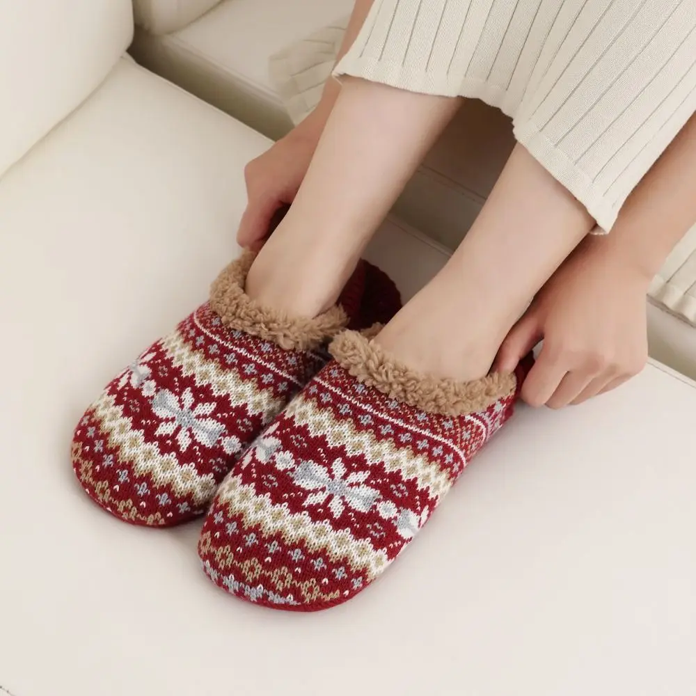 

Sweet Knitted Winter Floor Socks Snowflake Anti-slip Thicken Socks Warm Soft Fleece Sleeping Socks Girls