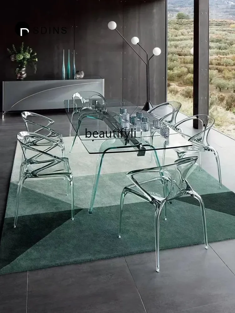 إيطاليا كرسي البولي كربونات الشفاف الايبوكسي كريستال غرفة المعيشة الطعام كرسي Rochburg الاكريليك كرسي الأثاث #2