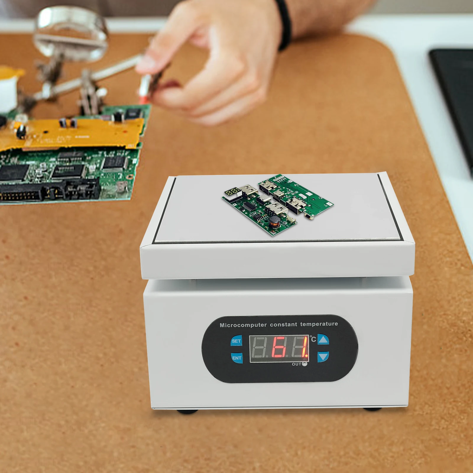 

500W Microcomputer Electric Hot Plate, Electric 110V Soldering Hot Plate, Adjustable Preheating Welder Hot Plate 150*150mm