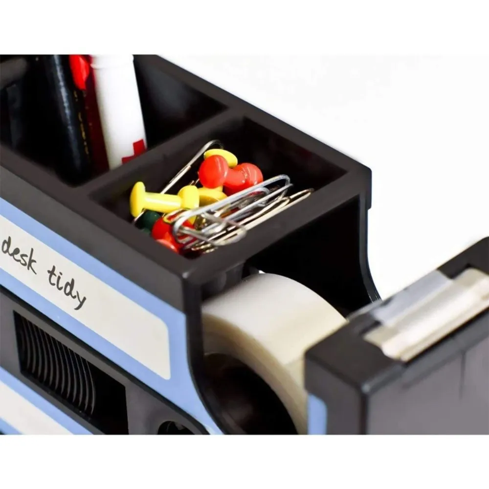 Retro Tape Dispenser with a Pen Holder Multifunctional Stationery Storage Vintage Cassette Tape Dispenser Compact Design