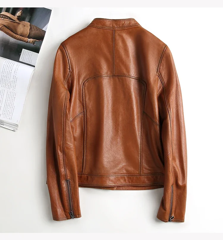 Vestes en Cuir pour femmes, manteaux et vestes en peau de mouton, Veste en Cuir véritable pour femmes, Veste de moto, 2022, Zm1924