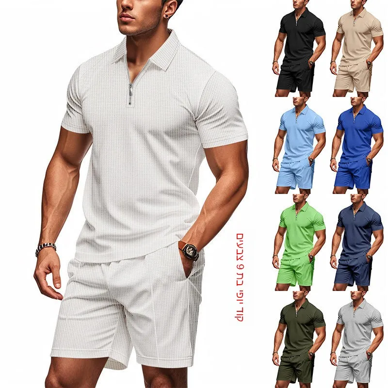

American Style Summer Men's Loose Short Sleeve Shirt And Shorts Set Casual Comfortable Breathable Lightweight Ensemble