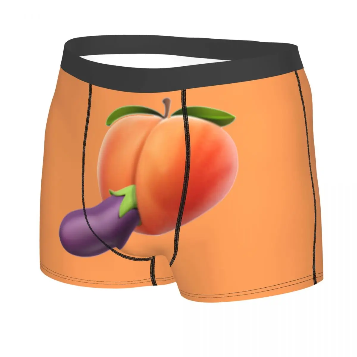 Sexy Custom Funny Food Porno Peach Eggplant Design Underwear Breathbale Boxer Briefs Shorts Panties Soft Underpants For Homme