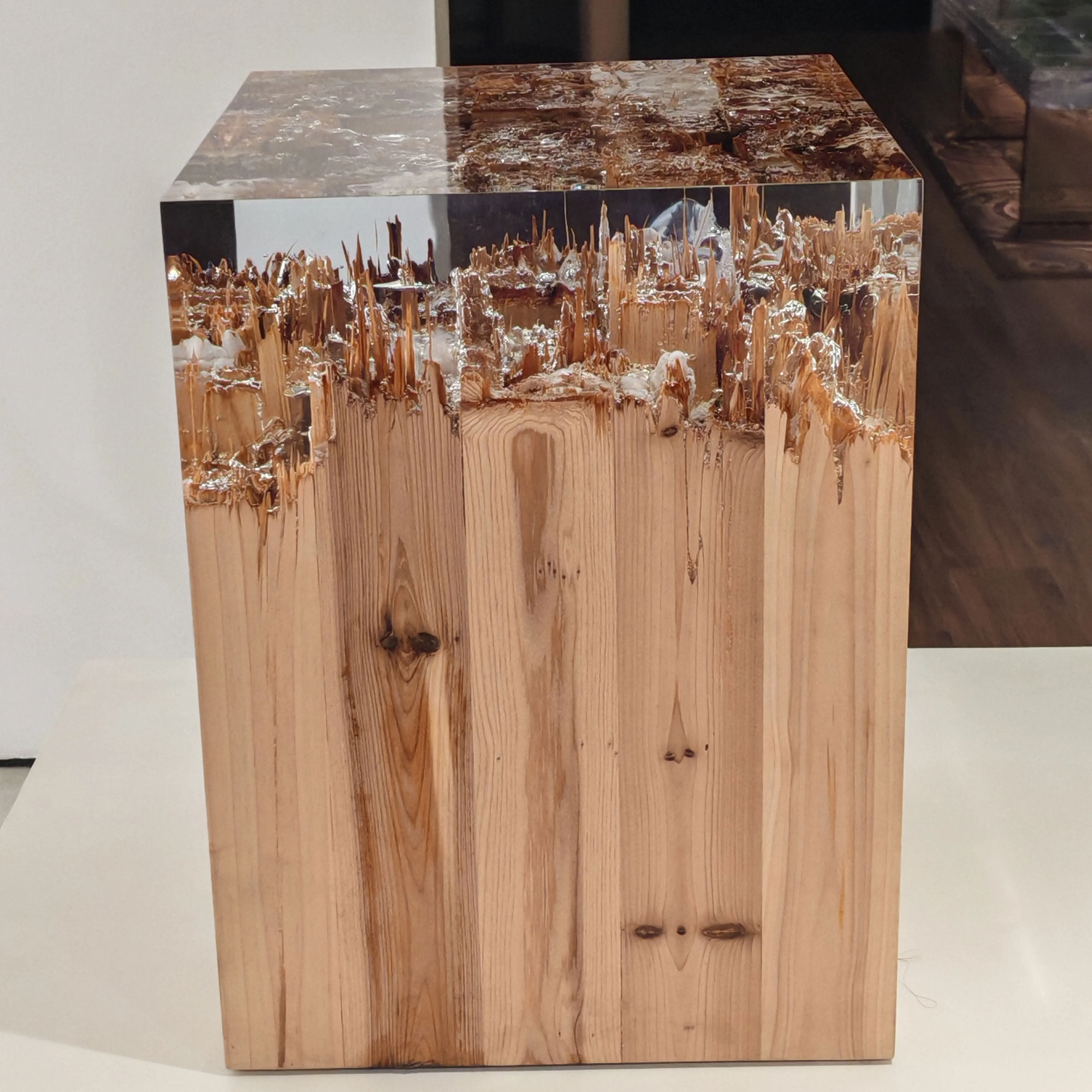 2025 Taburete de madera de diseño moderno y mesita de noche otomana, mesa auxiliar de acrílico (sin resina), muebles multifuncionales decorativos