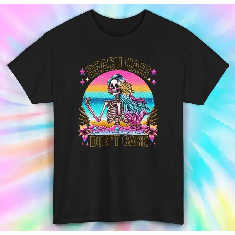 

Летняя футболка Beach Hair Don't Care со скелетом S 5XL