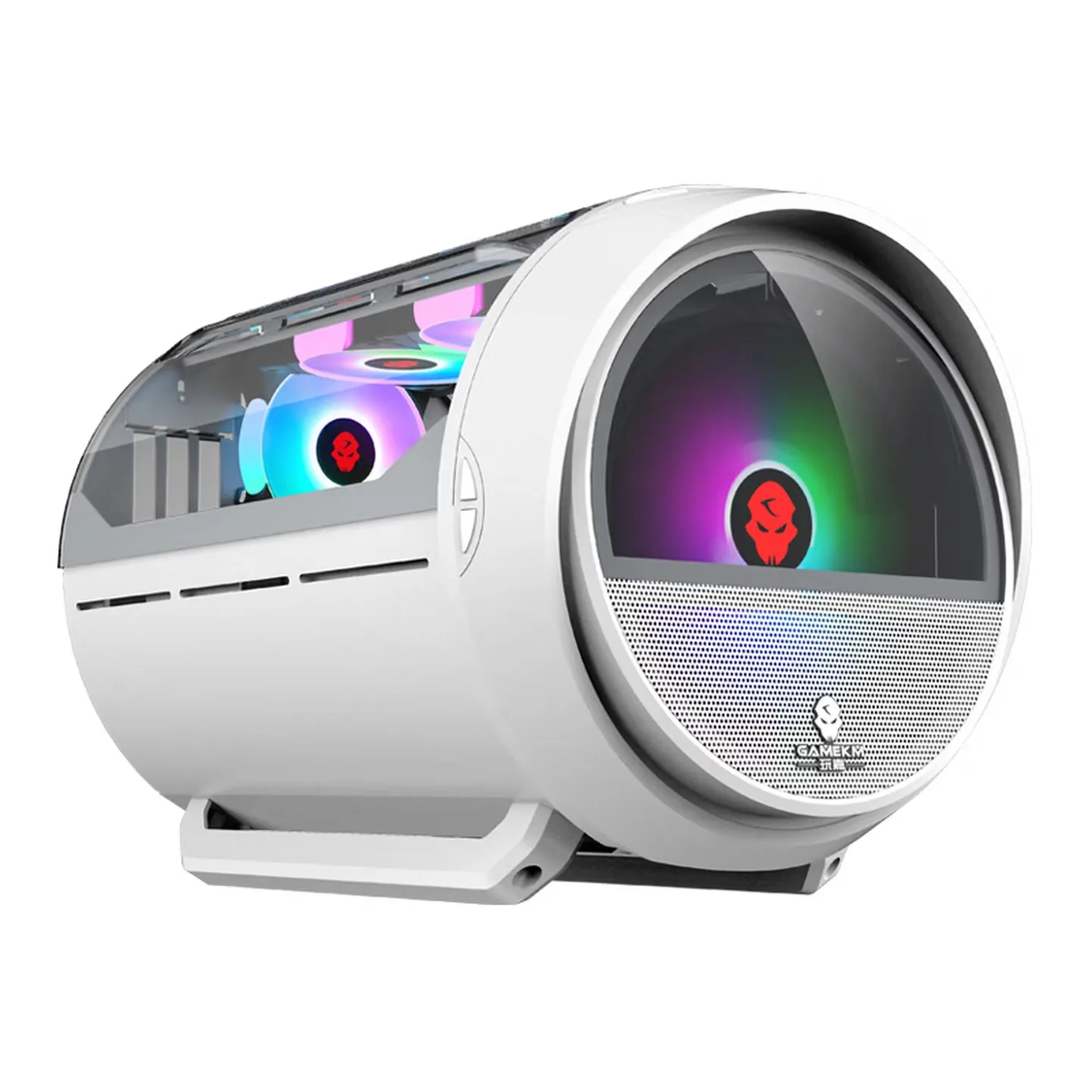 

WJCOOLMAN Yuanqidan Mini Computer Case - Circular Side-Exposed Desktop Computer Case Compatible with 240 Water Cooling