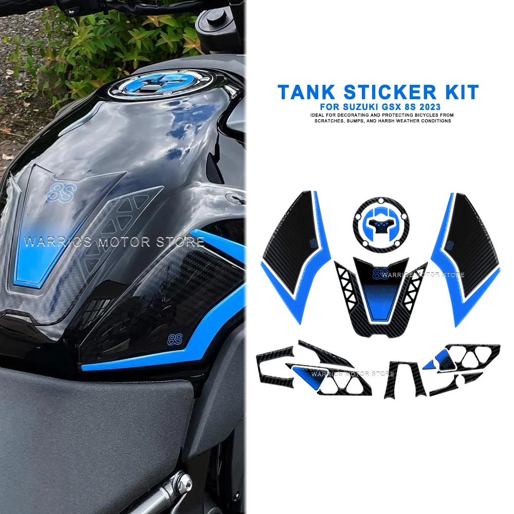 Motorcycle 3D Epoxy Resin Stickers For  GSX 8S 2023 Fuel Tank Protection