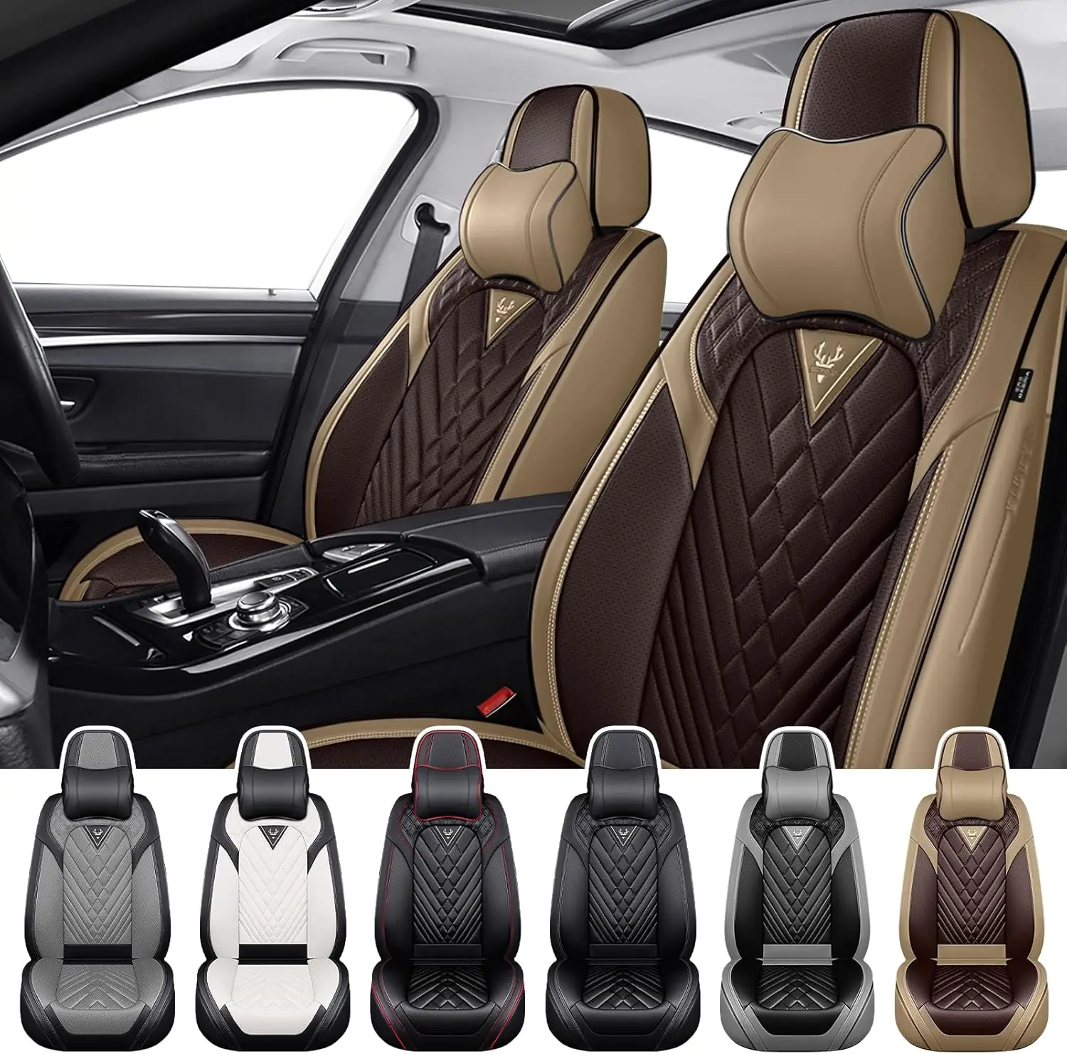 

Car Seat Covers for Toyota Corolla 2000-2025, Waterproof Nappa Leather Front Seat Cover with Headrests, Anti-Slip and Comfortabl