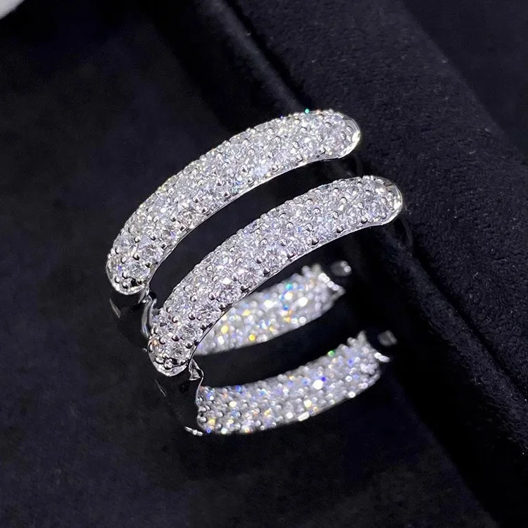 S925 Sterling Silber Ohrringe Luxuriöse Diamant-Ohrringe Vielseitige Premium-Ohrclips – Detail 3
