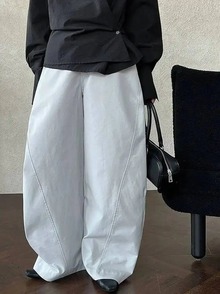 Waist Apricot High Brief Pocket Casual Long Wide Leg Pants New Trousers Women Fashion  Spring Autumn 2026 IQLA