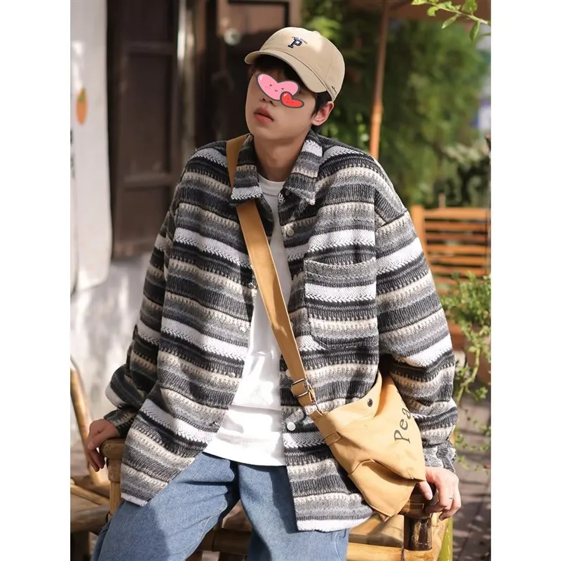 

Men's Japanese Retro Open Cardigan Spring Autumn Loose Lazy K Cotton Blend Color Blo Knitwear Comfortable Breathable Casual