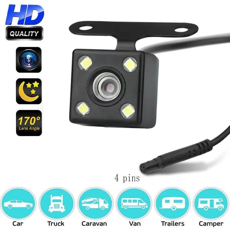 

Dashcam Power universal 4-pin car loaded reversing image camera rear lens HD waterproof shockproof rear view