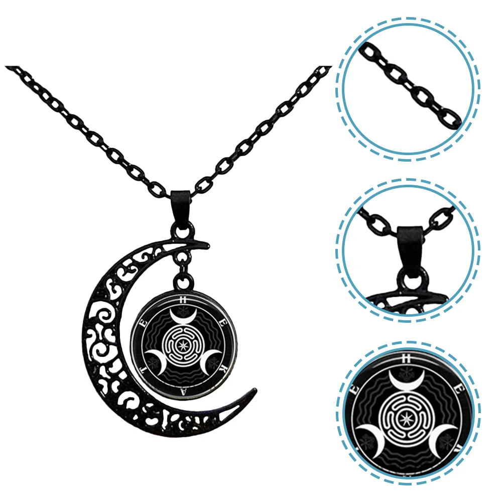 Moon Necklace Gothic Witch Choker Black Pendant Necklaces for Women Teen Girls Alloy