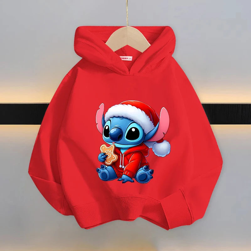 Lilo & Stitch الأطفال هوديي أزياء أنيمي نمط أعلى الخريف فضفاضة مريحة يندبروف الملابس الدافئة الأطفال هدية الكريسماس