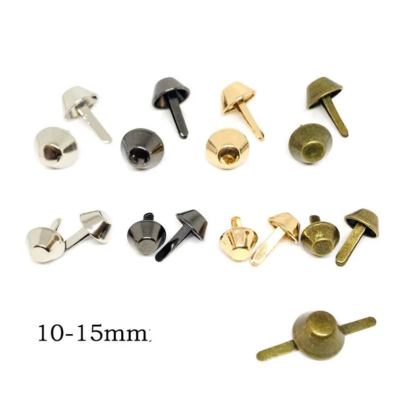 10/12/15mm Two-legged Feet Pierced Rivet Stud Spike Spot Nail for Leather Craft Bag Handbag Purse Bottom Protecting DIY