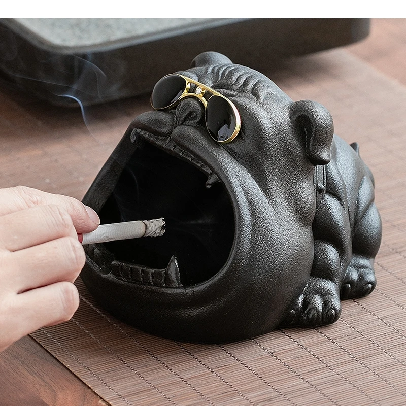 

Cartoon Cute Animal Art Ashtray Eyes Dog Home Living Room Office Windproof and Fly-proof High Capacity Portable