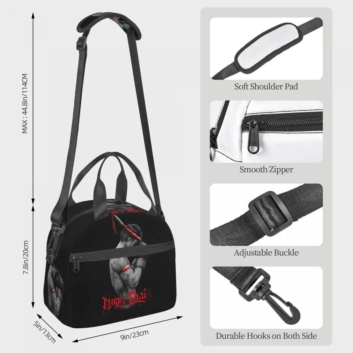 Muay Thai Boxing Fighter Insulated Lunch Bag for Women Office Cooler Thermal Box Tote Leakproof Lunch Boxes