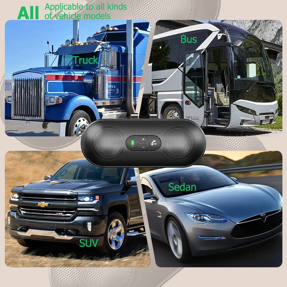 Bluetooth 5.4 Car Kit Freisprecheinrichtung 6W Freisprecheinrichtung Sonnenblende Lautsprecher MP3-Player Drahtloser Musikempfänger mit Sprachassistent – Detail 12