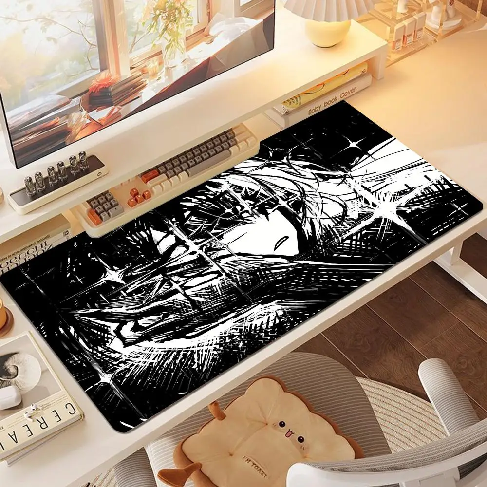 Playmat Monochrome Glowing Sword Warrior Grain Texture Large Size Mousepad For Laptop Gaming Mat
