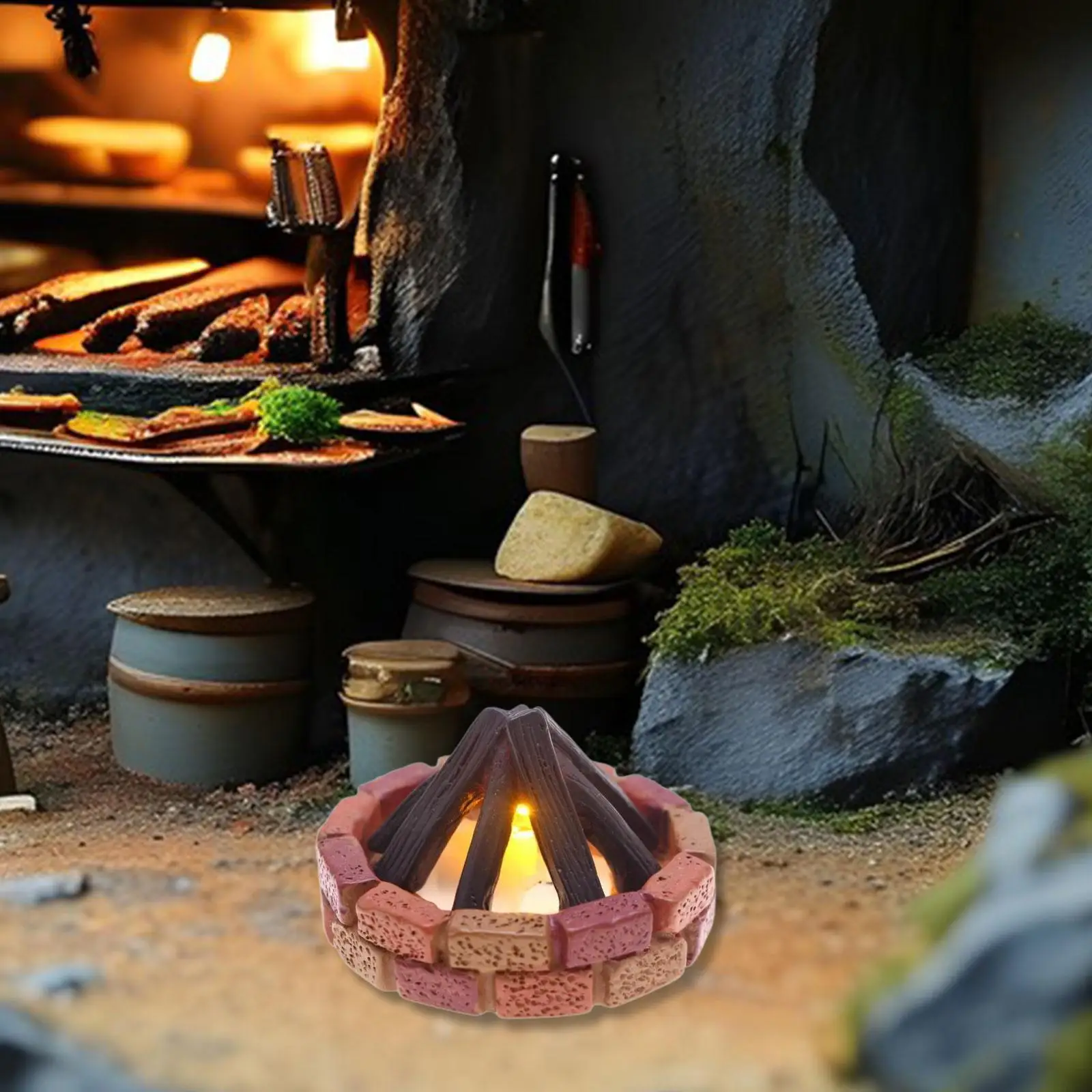 Simulazione di ornamenti per falò in miniatura per casa delle bambole per mini oggetti di scena fotografici