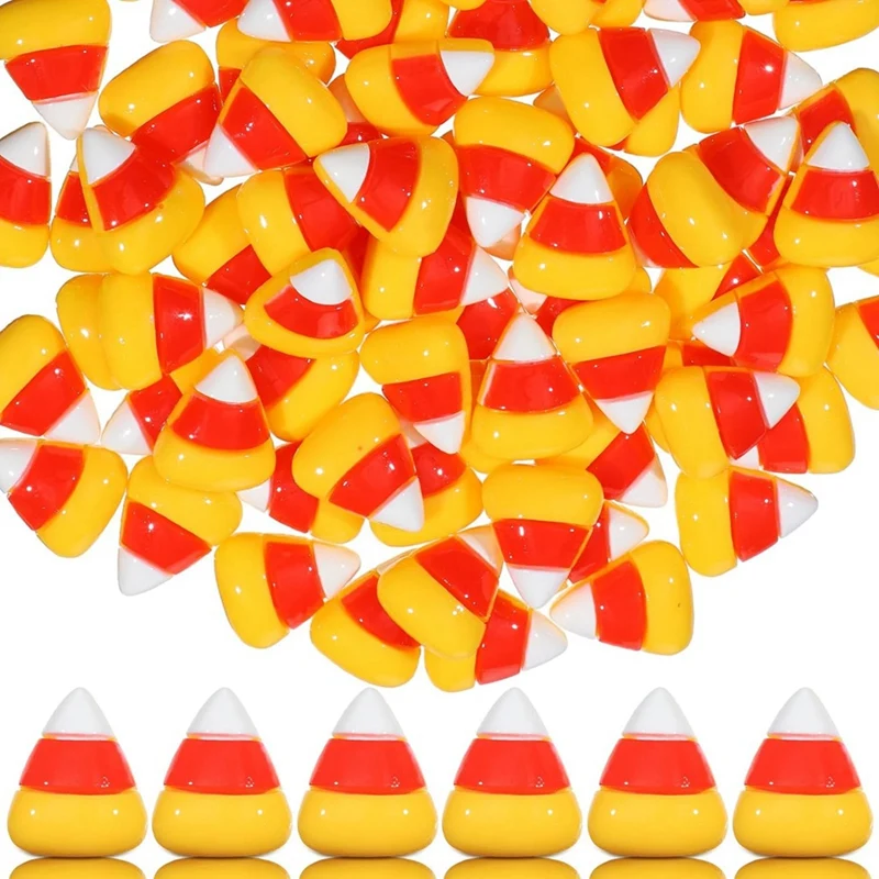 

150 Pcs Halloween Corn Cute Artificial Resin Candy Corn Faux Flatback Candy Embellishments