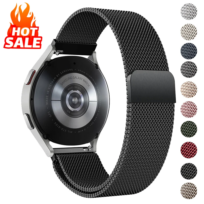 20/22mm Magnetic Milanese Strap for Samsung Galaxy Watch 7 6 5 4 40 44mm Gear S3 Stainless Steel Band for Huawei 4 GT3 Bracelet