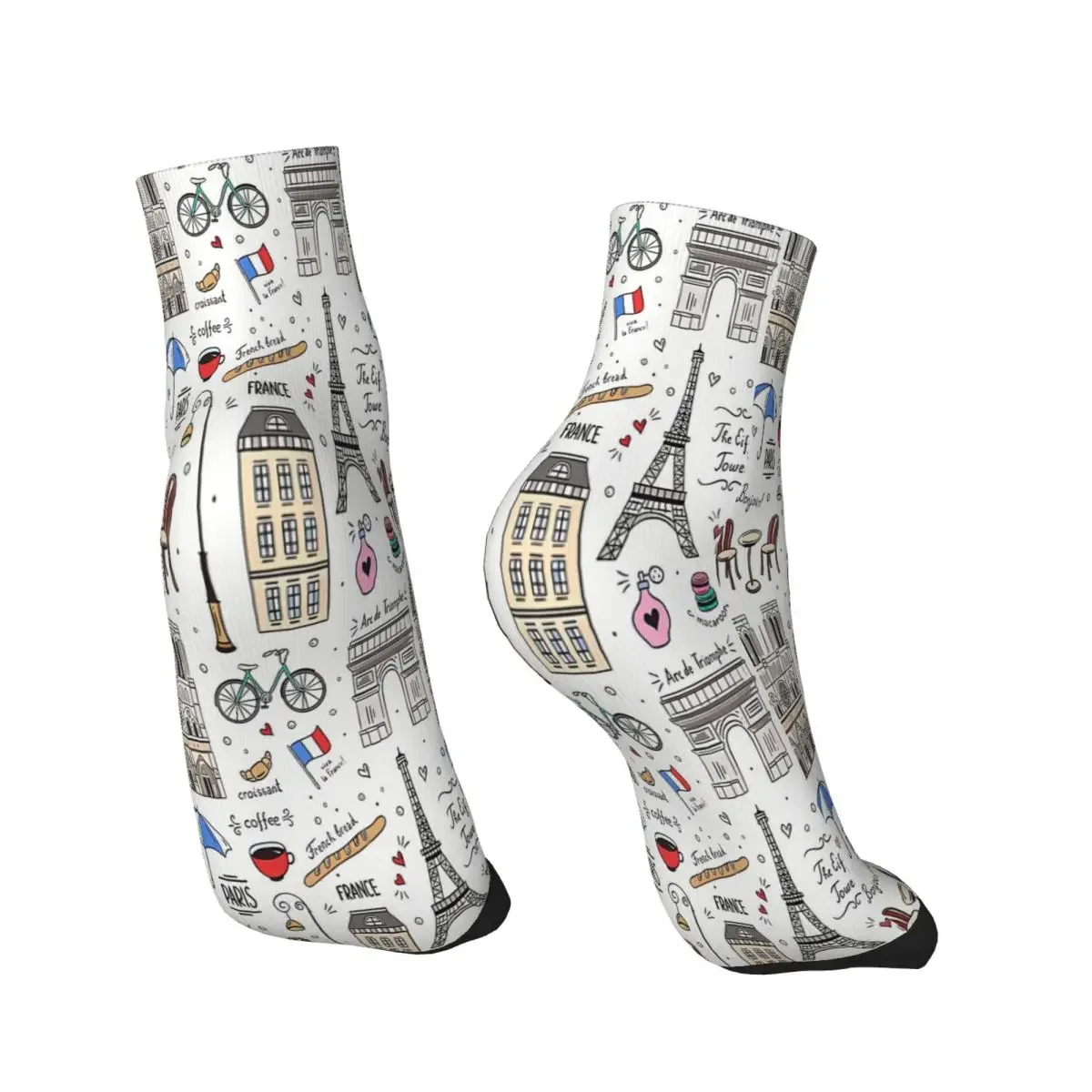 Paris Pattern Colors Ankle Socks Male Mens Women Autumn Stockings Harajuku