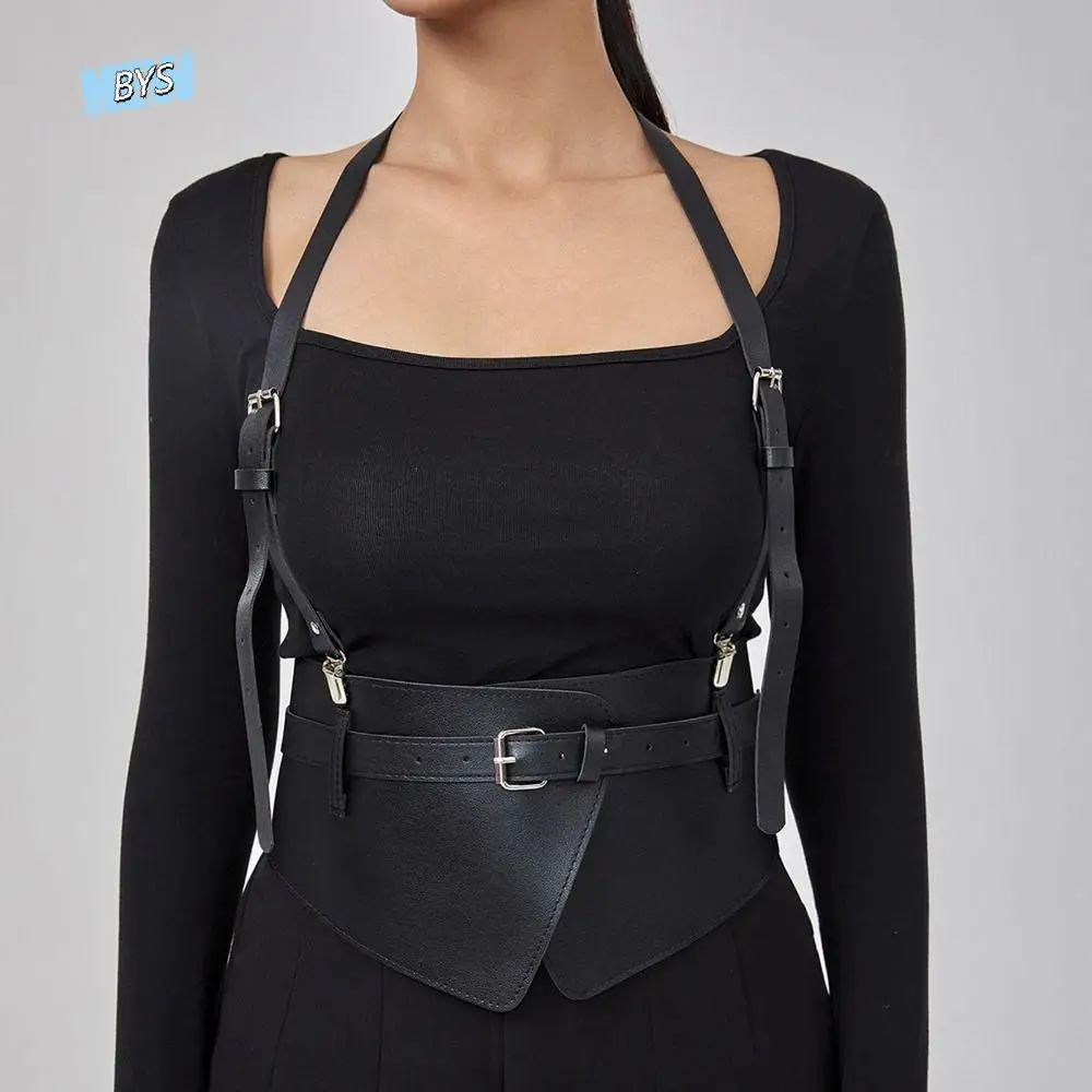 Korsettgürtel U Ledergeschirr Top Street Style Breiter Bund Punk Gürtel Brustkorsett Verstellbarer Leder Gothic Hosenträger