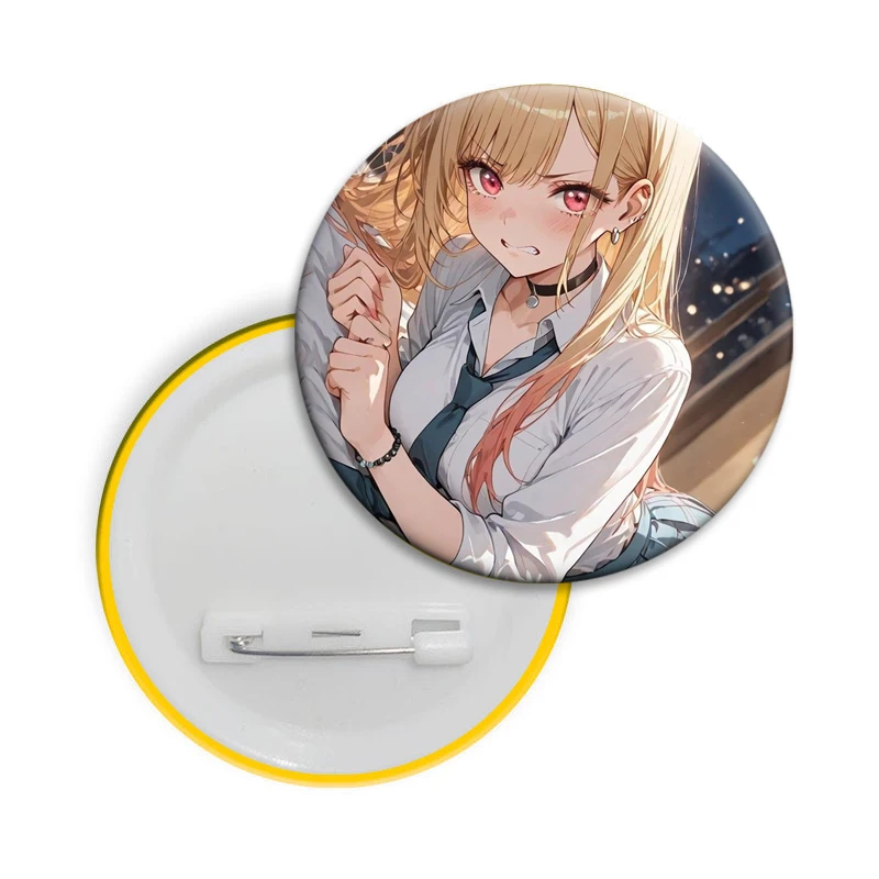 Anime Cartoon Character Kitagawa Marin Lapel Pin Creative Brooch Round Badge on Backpack Clothing Decoration Accessories Gifts