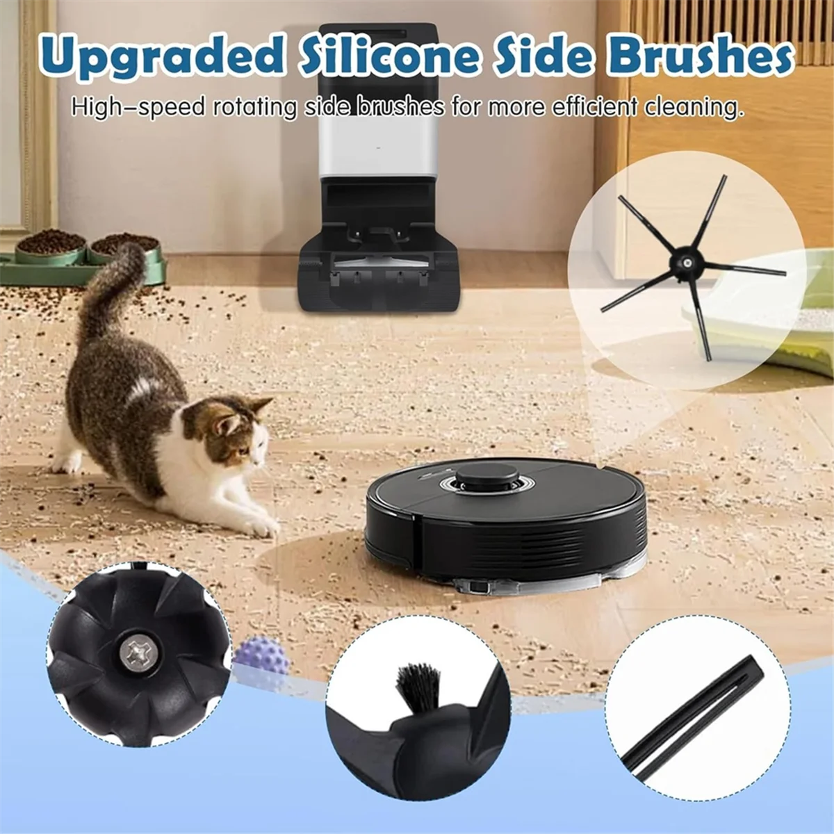 مجموعة ملحقات A58E بديلة متوافقة مع مكنسة Roborock Q7 / Q7+ / Q7 Max / Q7 Max+ Robot، الفرشاة الرئيسية، وسادات قماش الممسحة