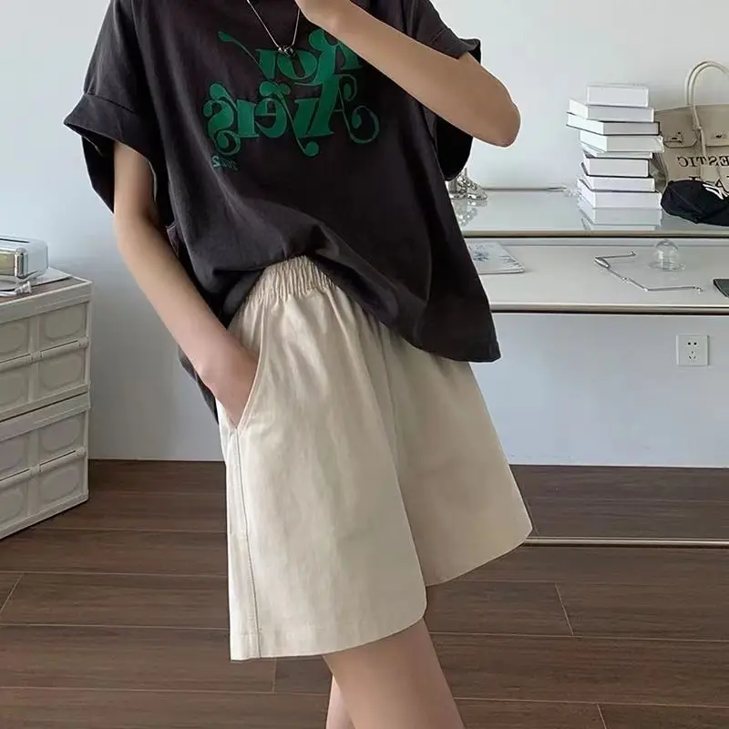 Shorts Women Solid Folds Creativity Simple Daily Leisure Modern All-match Cool Cozy Breathable Classics Korean Style Students