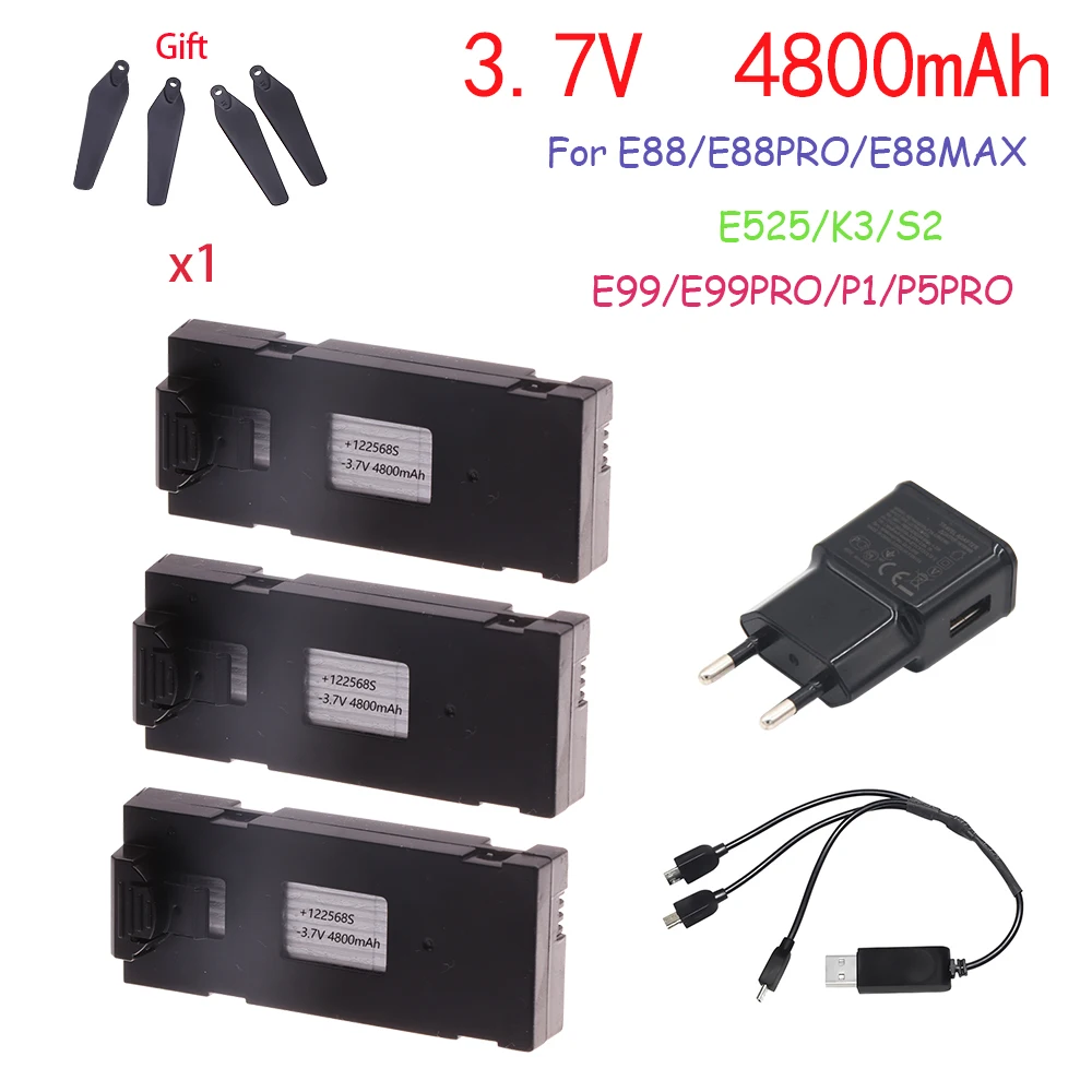 3.7 فولت 4800 مللي أمبير RC بطارية توصيل خارجي ملحق ل E88 E88PRO Ls-E525 E525PRO P1 K3 S2 شاحن صغير Uav بطارية توصيل خارجي خاص Rc أجزاء