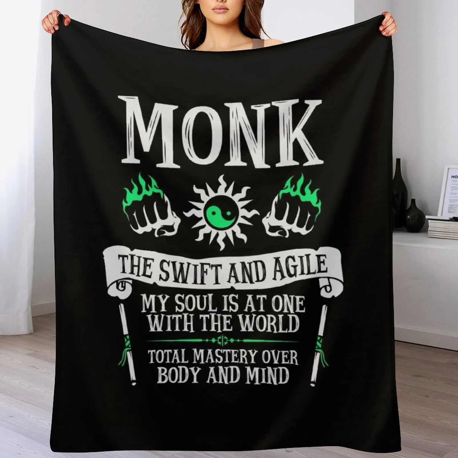 MONK, THE SWIFT AND AGILE - Dungeons & Dragons (White) Throw Blanket Picnic Vintage christmas gifts Soft Plush Plaid Blankets