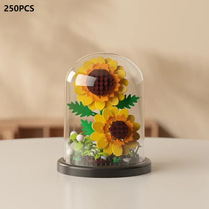 MOC Eeuwige Boeket Rose Bouwstenen Bloem Gebouw 3D Set DIY Eeuwige Boeket Display Box Baksteen Speelgoed voor Home Office Decor