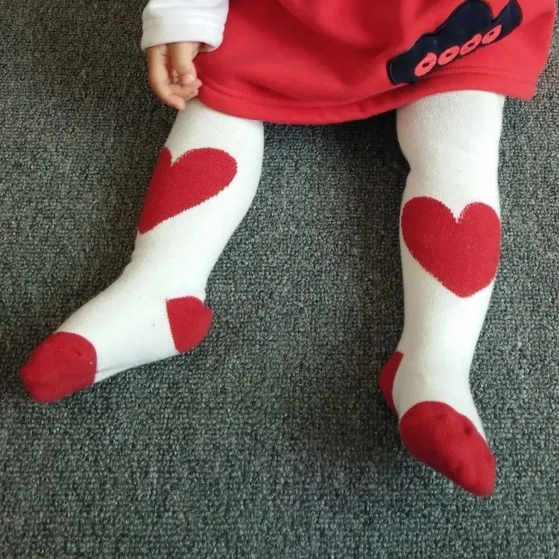 New Baby Pantyhose Cartoon Red Heart Big PP Bottompants Pure Cotton Children Socks