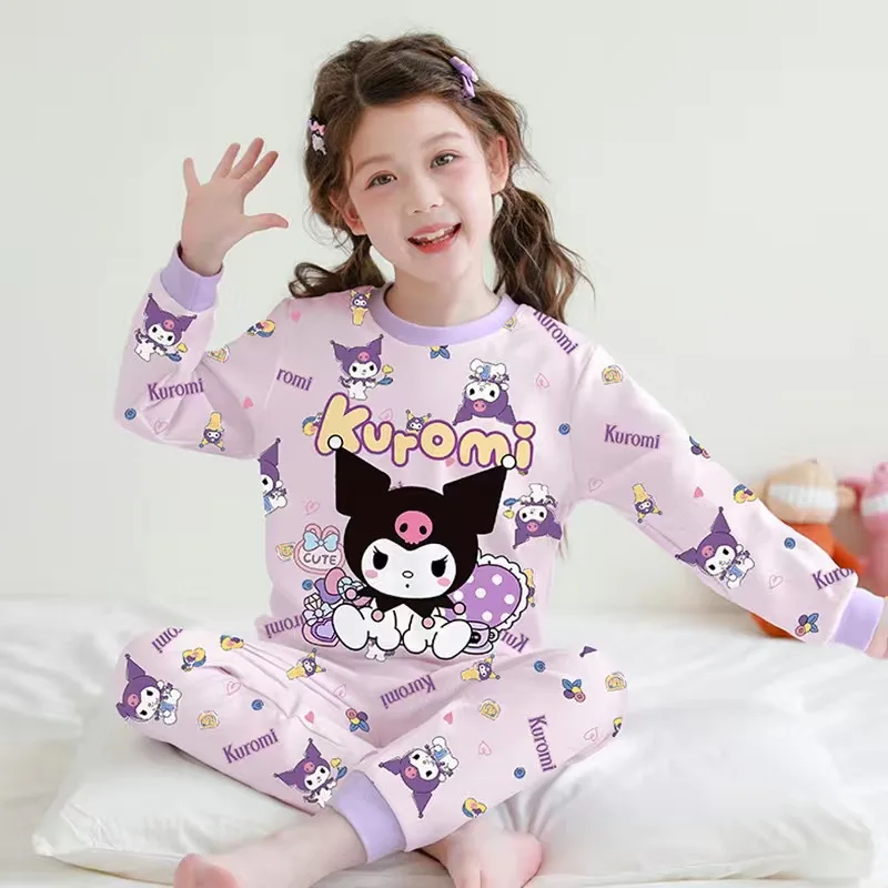 

Kuromi Girls Autumn Winter Pajamas Sanrio Kawaii My Melody Anime Children Home Clothes Cute Cartoon Trousers Tide Gift for Kids