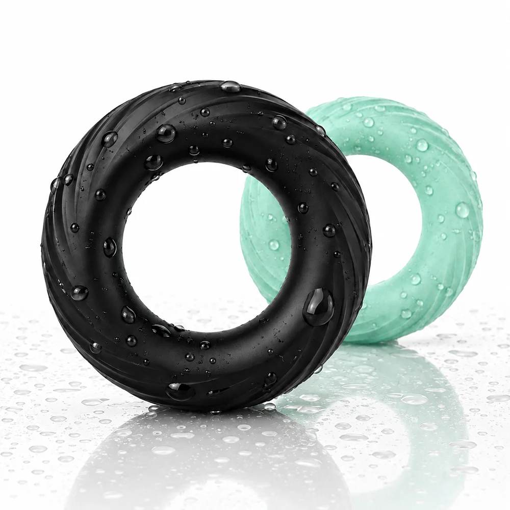 New Cock Ring for Men Liquid Silicone 3D Textured Penis Ring Soft Stretchy Washable Reusable Adult Couples Toy Green Snug Fit