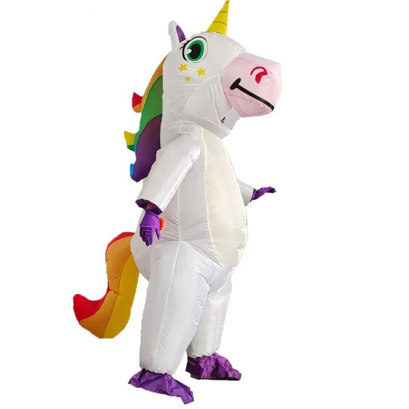 

Colorful Unicorn Inflatable Suit Cute Animal Cartoon Doll Polyester Adult Cosplay Performance Costume Festival Party