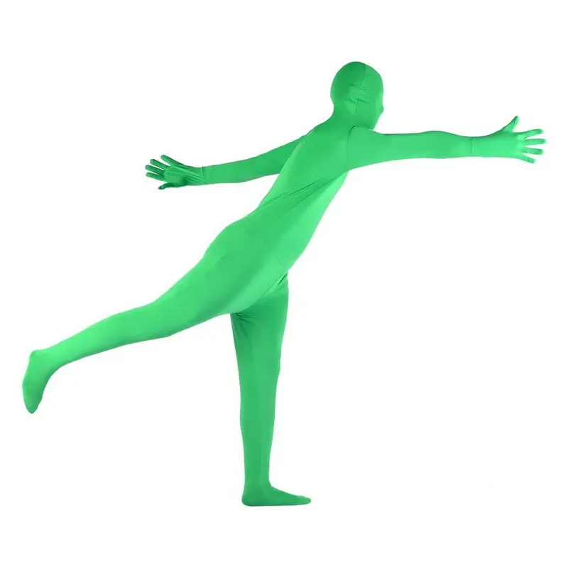 Stretchy Body Green Screen Suit Video Chroma Key Background Invisible Effect Tight Suit Bodysuit For Christmas Halloween Cosplay