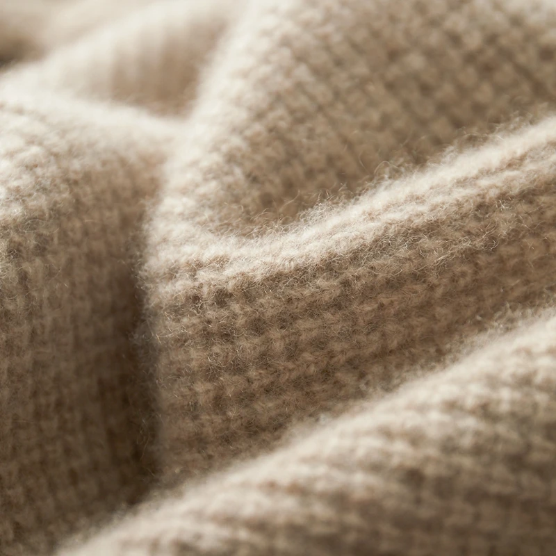 MVLYFLRT Men's 100% Cashmere Hoodie Knitted Sweater Thick Casual Autumn Winter Waffle Top Waffle Men's Clothing