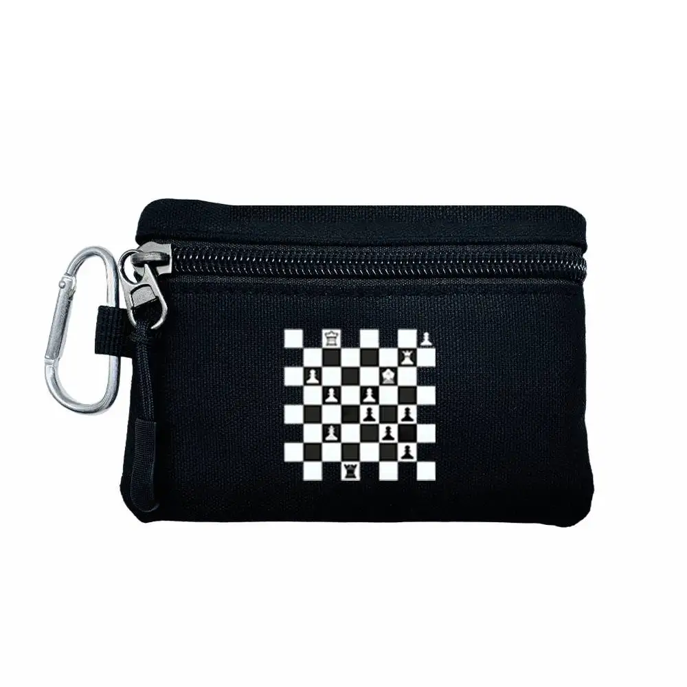 Chess Themed Mini Coin Purse Adjustable Strap Hand Washable Wallet Earphone Key Card Holder Gift for Outdoor Holiday Use