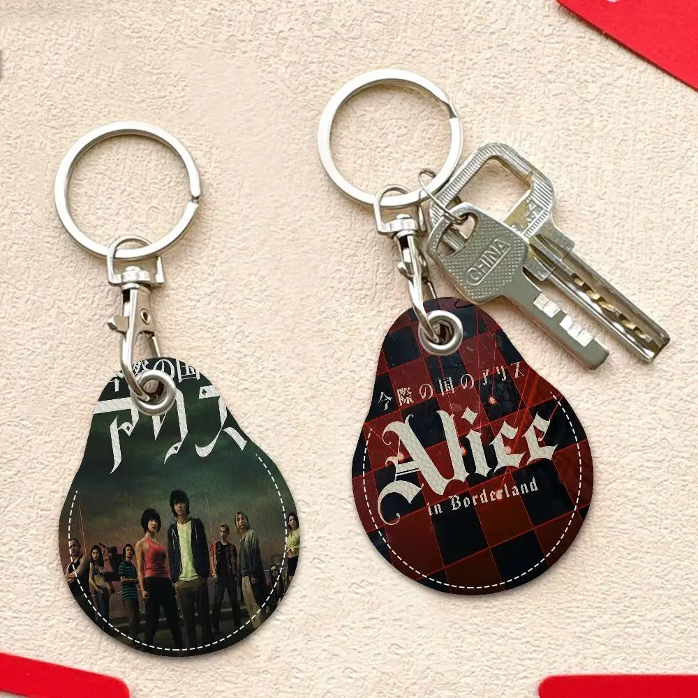 Alice In Borderland Leather Access Card Holder, Water Drop Keychain, Bus Card Elevator Induction Protective Cover