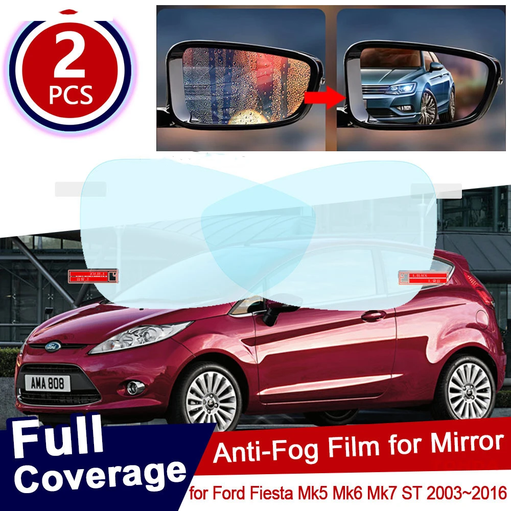 2x ull Cover Rearview Mirror Protective Anti Fog Film Rainproof Car Sticker Accessories For Ford Fiesta Mk5 Mk6 Mk7 ST 2003~2016