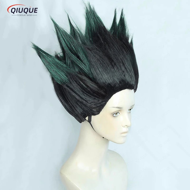 Anime Gon Freecss Cosplay Wig Short Black Green Heat Resistant Synthetic Hair Party Role Play Wigs + Wig Cap