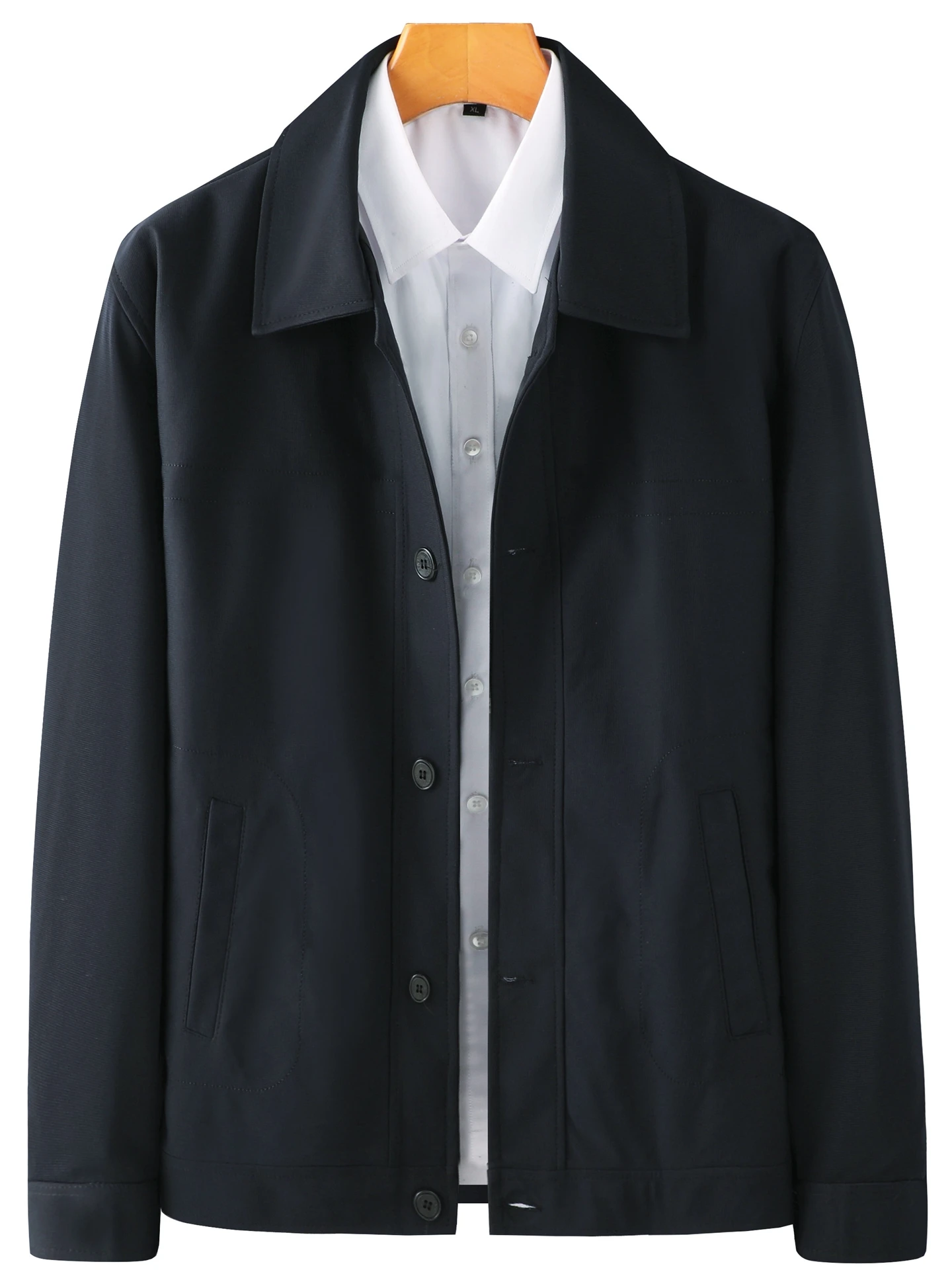 

Мужская демисезонная куртка-пальто из полиэстера с отложным воротником на пуговицах, повседневный стиль, для весны и осени